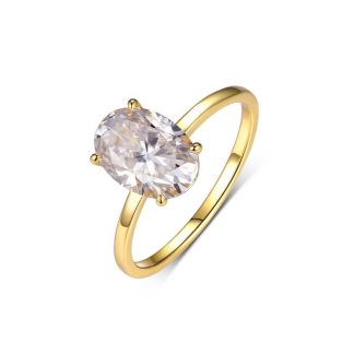 Stunning 2.5 carat oval cut moissanite engagement ring in white gold plated silver