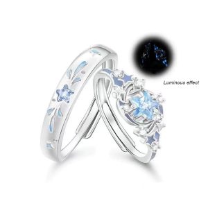 Luminous Star Matching Couple Rings Set