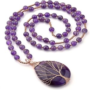 Amethyst Tree of Life necklace for healing collar de amatista collier améthyste