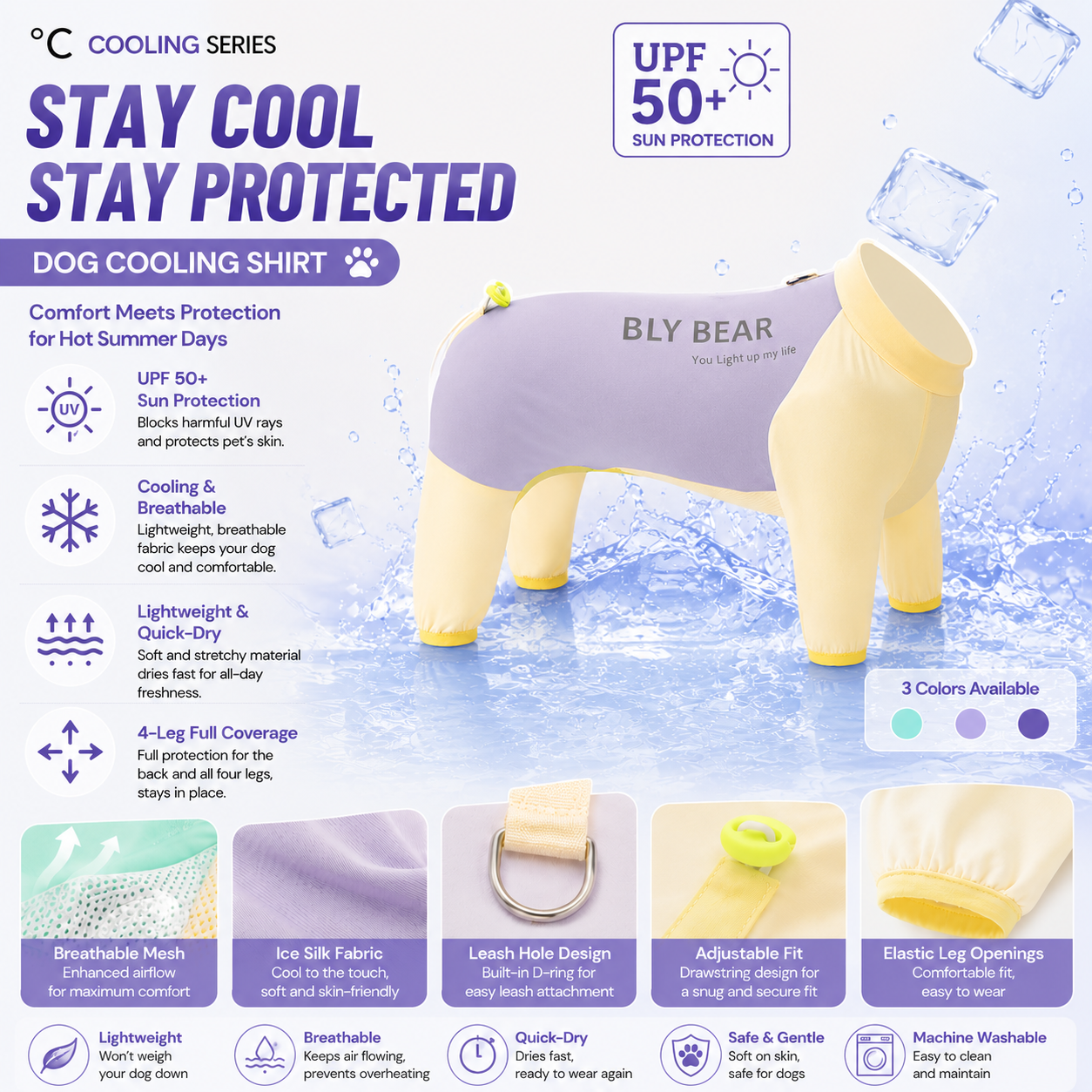 dog cooling clothes sun protection silk jumpsuit for small medium size dog gear item for summer