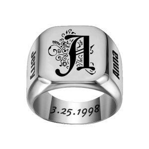 Custom engraved stainless steel ring, anillo personalizado de acero inoxidable, bague personnalisée en acier inoxydable, personalisierter Edelstahlring, カスタム刻印ステンレス指輪