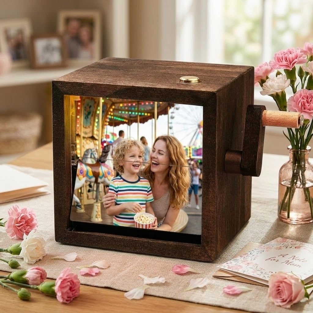 Caja de Fotos Personalizada con Manivela y Luz LED - Álbum de Fotos Animado, Regalo Creativo para Cumpleaños y Día de la Madre - Image 3