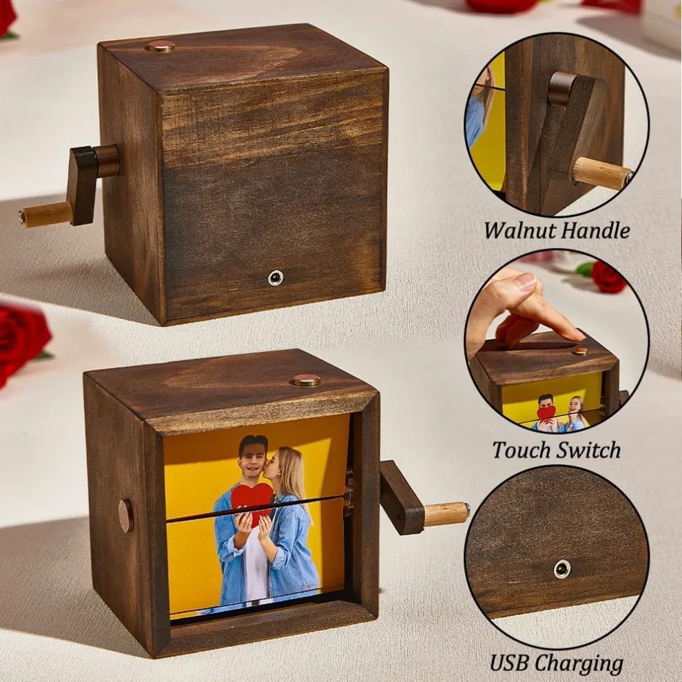 Caja de Fotos Personalizada con Manivela y Luz LED - Álbum de Fotos Animado, Regalo Creativo para Cumpleaños y Día de la Madre - Image 4