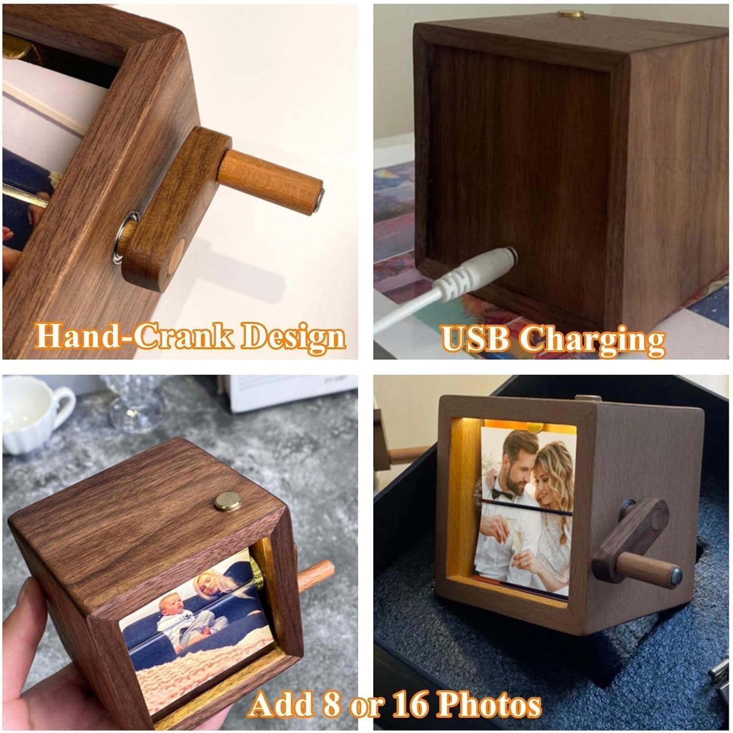 Caja de Fotos Personalizada con Manivela y Luz LED - Álbum de Fotos Animado, Regalo Creativo para Cumpleaños y Día de la Madre - Image 6