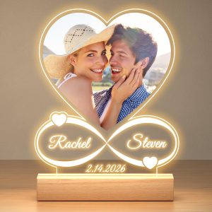 Marco de fotos personalizado con luz nocturna, regalo personalizado para parejas, para ella y él