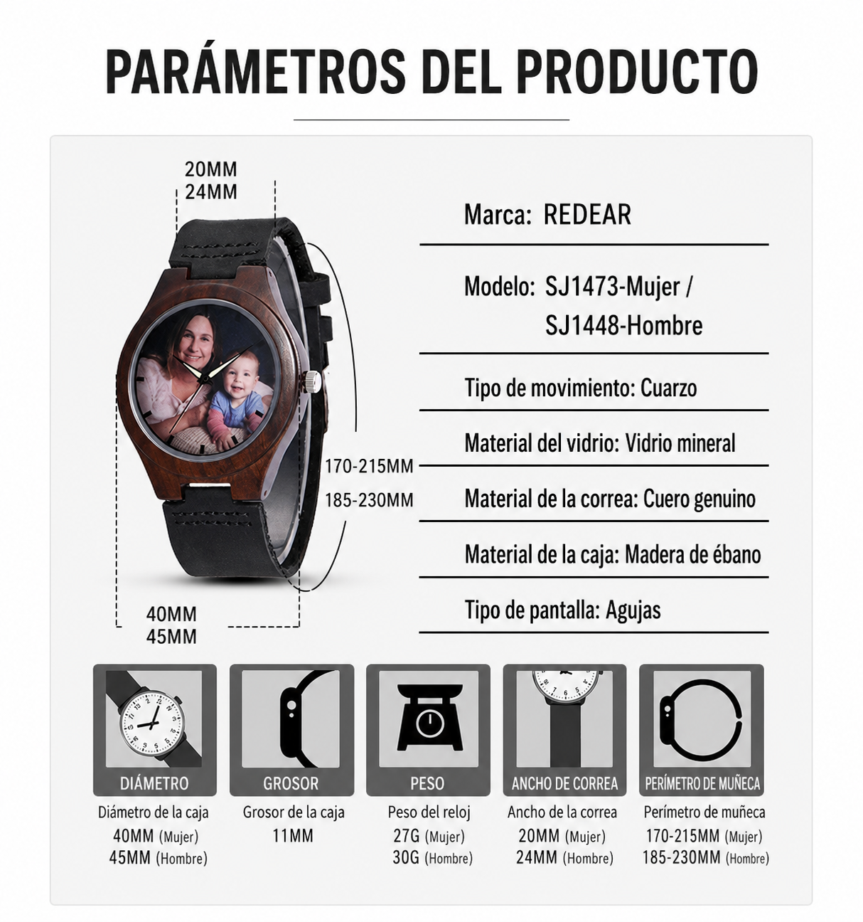 Custom wooden watch, Reloj de madera personalizado, Montre en bois personnalisée, Personalisierte Holzuhr, 名入れ木製腕時計, Personalized gift for him and her.