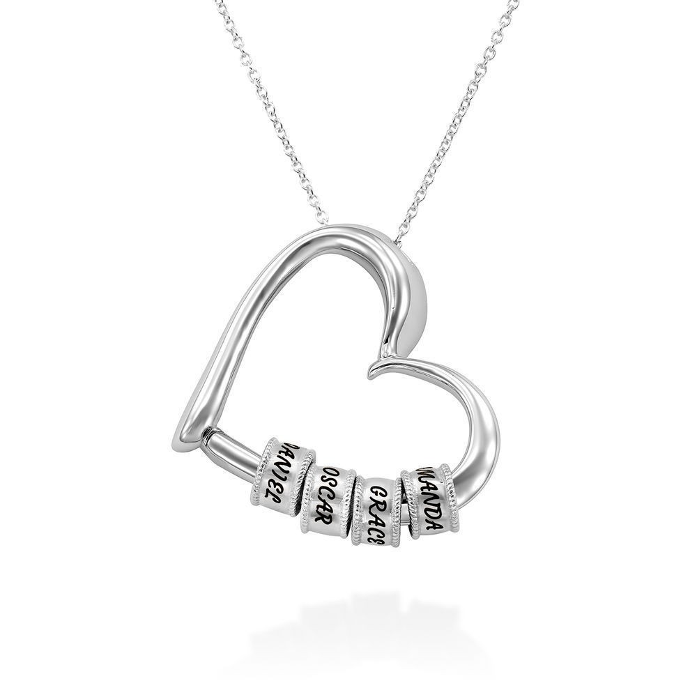 Floating Heart Pendant with Custom Name Beads Gift for Her regalo aniversario para mujer cadeau anniversaire femme Herzanhänger mit Namen 彼女へのプレゼント