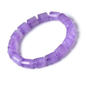 Natural lavender amethyst tube bead stretch bracelet for women, pulsera de amatista natural, bracelet perles améthyste tube, Amethyst Armband.