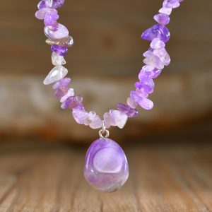 Handcrafted amethyst chip necklace collar de amatista collier amethyste