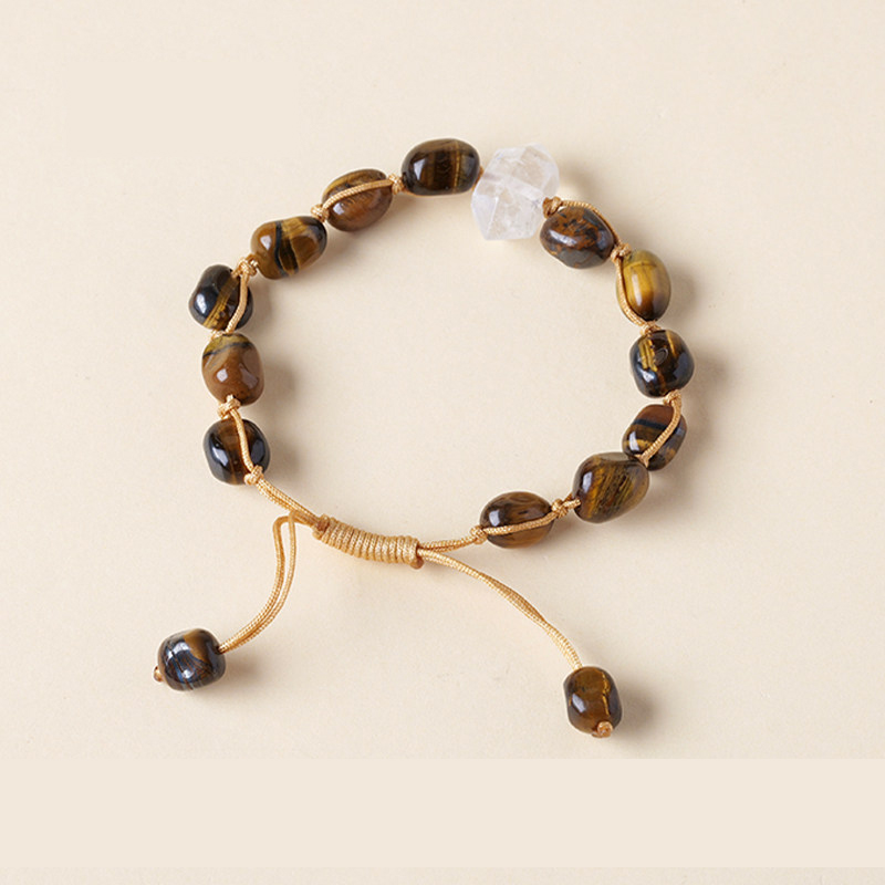 Handmade Natural Crystal Tumbled Stone Bracelet - Adjustable Braided Rope Healing Gemstone Jewelry - Amethyst Tiger Eye Aventurine Spiritual Gift - Image 5