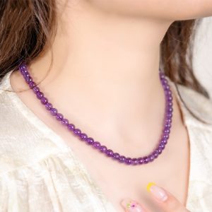 Genuine purple crystal jewelry with 4mm and 5mm bead options collar de cristal púrpura genuino collier en cristal violet véritable echte violette Kristallkette