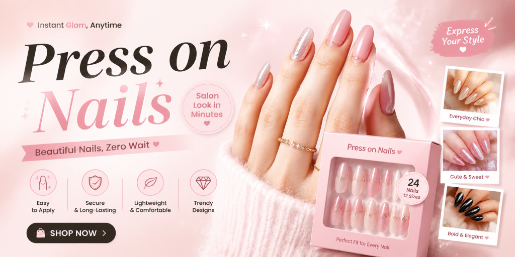 handmade press on nails product collection banner