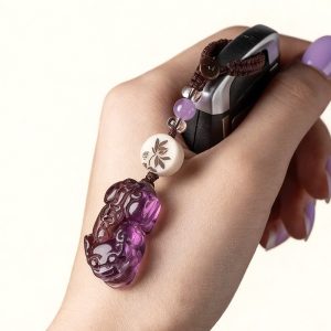 Purple crystal Pixiu keychain feng shui wealth symbol llavero pixiu cristal morado porte cles pixiu cristal violet
