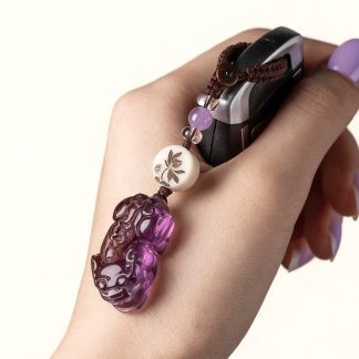 Purple crystal Pixiu keychain feng shui wealth symbol llavero pixiu cristal morado porte cles pixiu cristal violet