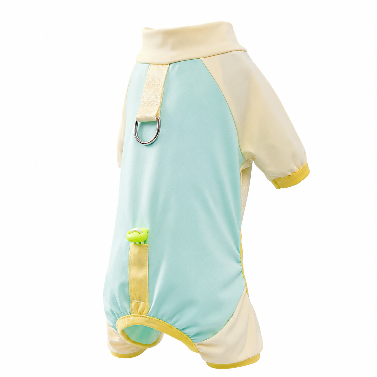 Summer breathable dog jumpsuit with leash hole, mono de verano transpirable para perro, combinaison d'été respirante pour chien, atmungsaktiver sommer-hundejumpsuit, 夏用通気性犬用つなぎ