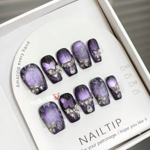 luxury-purple-fake-nails-uñas-lujo-moradas-faux-ongles-violets-luxe-lila-luxus-kunstnägel-高級パープルネイルチップ