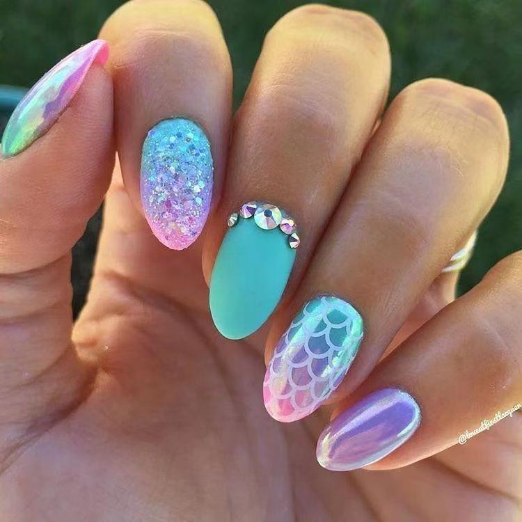 Chrome & Mermaid Press on Nails – Glamorous FOR Summer