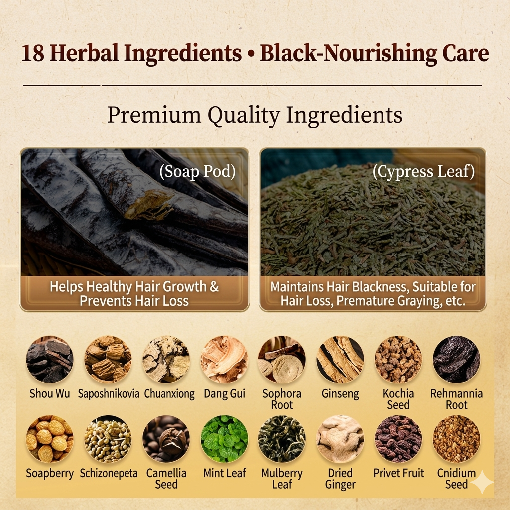 Herbal Shampoo Powder - Nourishing Hair Loss Treatment & Growth Formula, 18-Herb Blend for Scalp Revitalization, Natural Hair Care Solution – Image 3