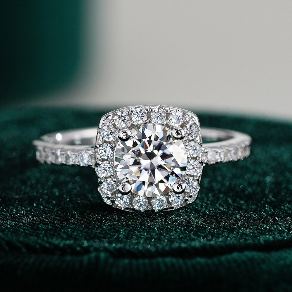 cushion cut moissanite engagement ring