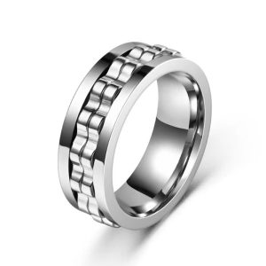 Titanium Steel Spinner Ring for Men 8mm Anxiety Relief Fidget Ring