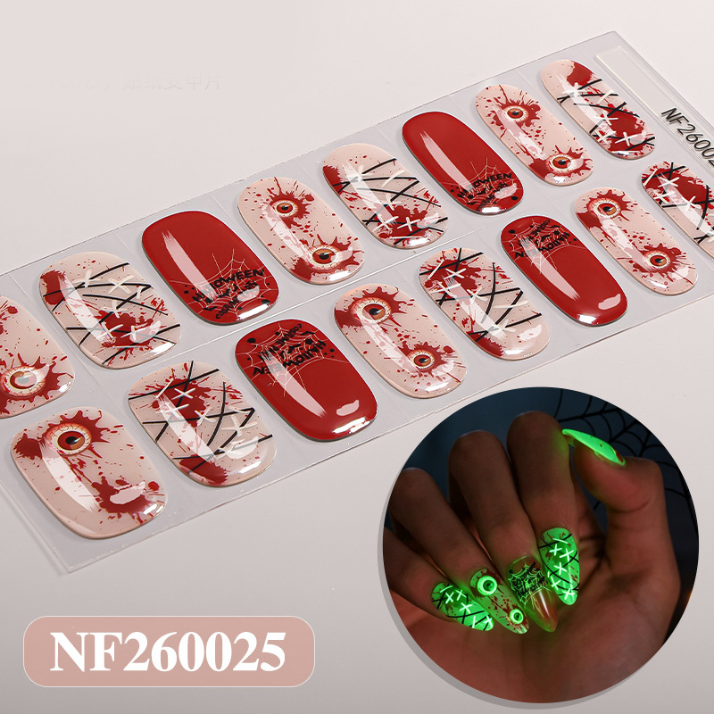 Halloween Glow Dark UV Gel Nail Wraps 16pc Semi-Cured - Image 3