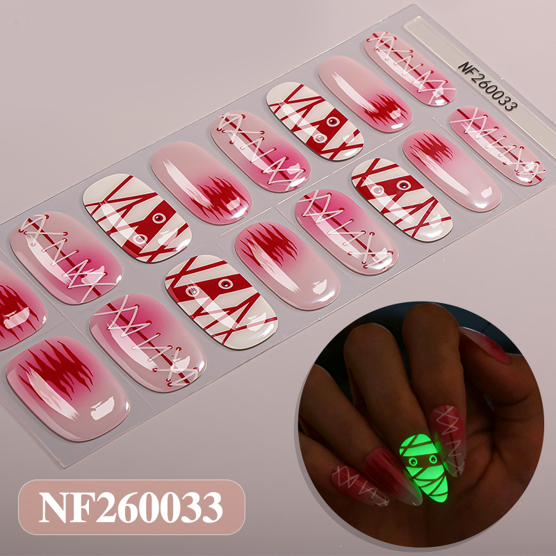 Halloween Glow Dark UV Gel Nail Wraps 16pc Semi-Cured - Image 4
