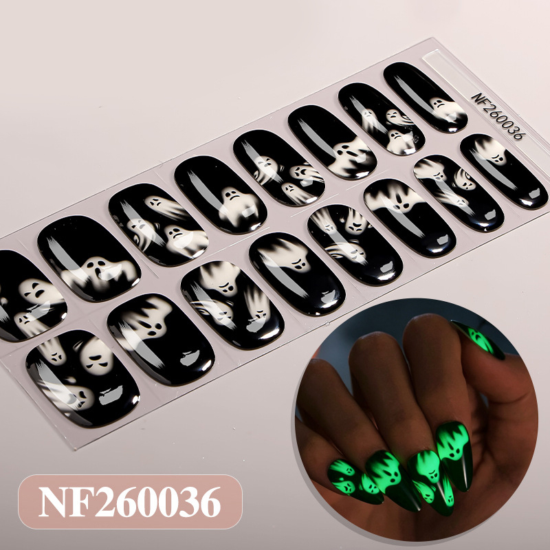 black gohost patterns halloween nail wraps
