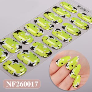 uv green nail strips black stars pattern 16pcs