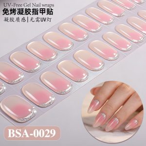pink ombre gel nail wraps uv free 16 strips