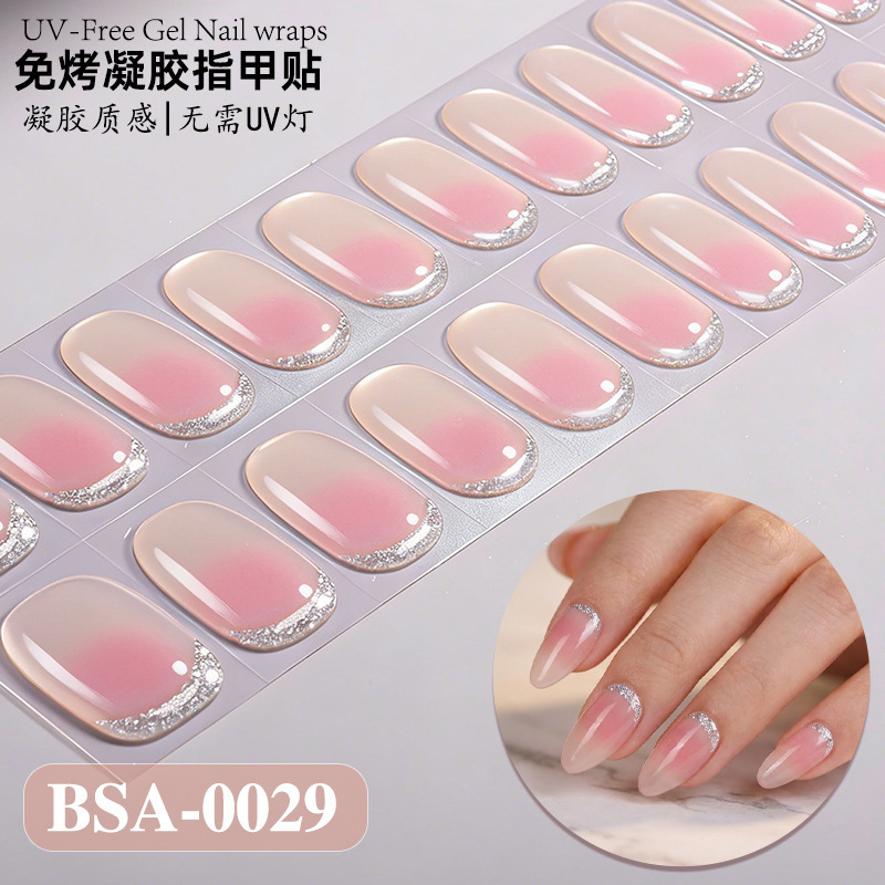 pink ombre gel nail wraps uv free 16 strips