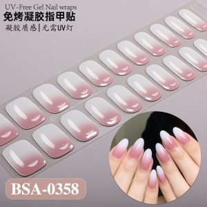 UV-free gel nail wraps ombre pink white french baby boomer