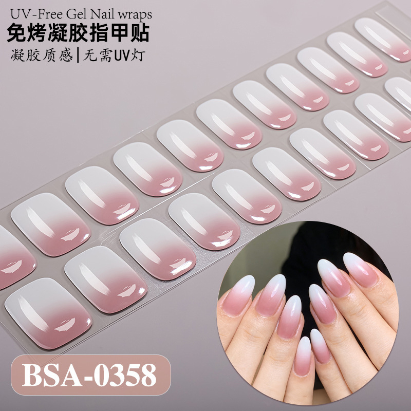UV-free gel nail wraps ombre pink white french baby boomer