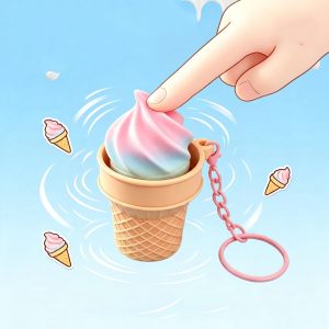Food 3D ice cream clicker fidget keychain toys pastel color gift