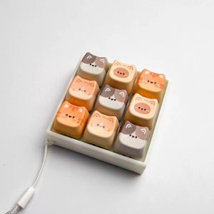 9-key Cat Keycap Fidget Clicker Toy Keychain, PLA Stress Relief Clicking Fidget Toy