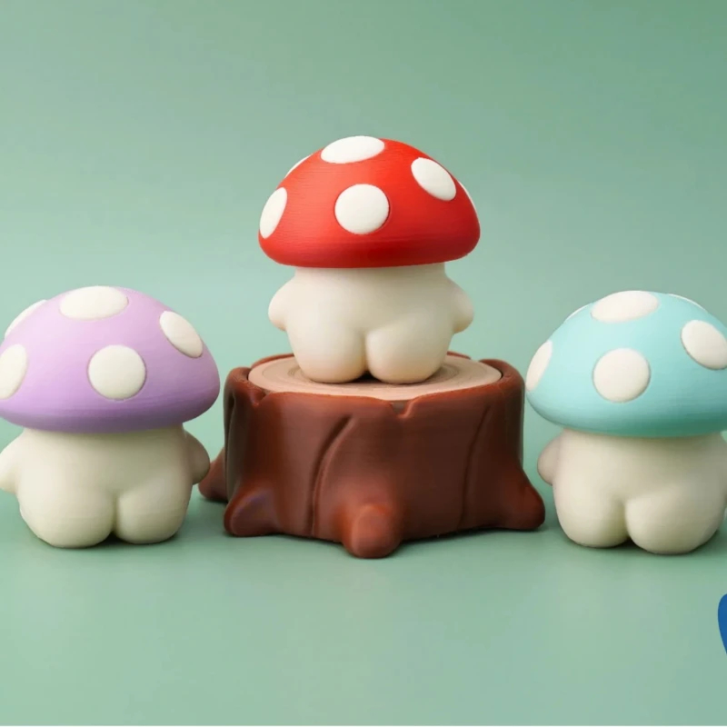 back of Cute Mushroom Fidget Toy Clicker Keychain