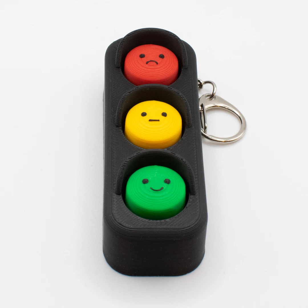 Traffic Light Fidget Clicker Toy Keychain, 3‑Button Stress Relief Fidget Toy,3D Print - Image 2